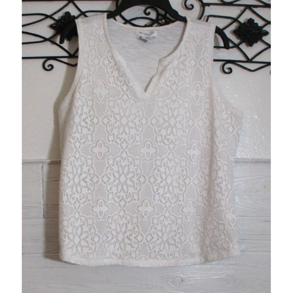 Liz Claiborne Knit Top Women's Size PL Sleeveless White Round Neck